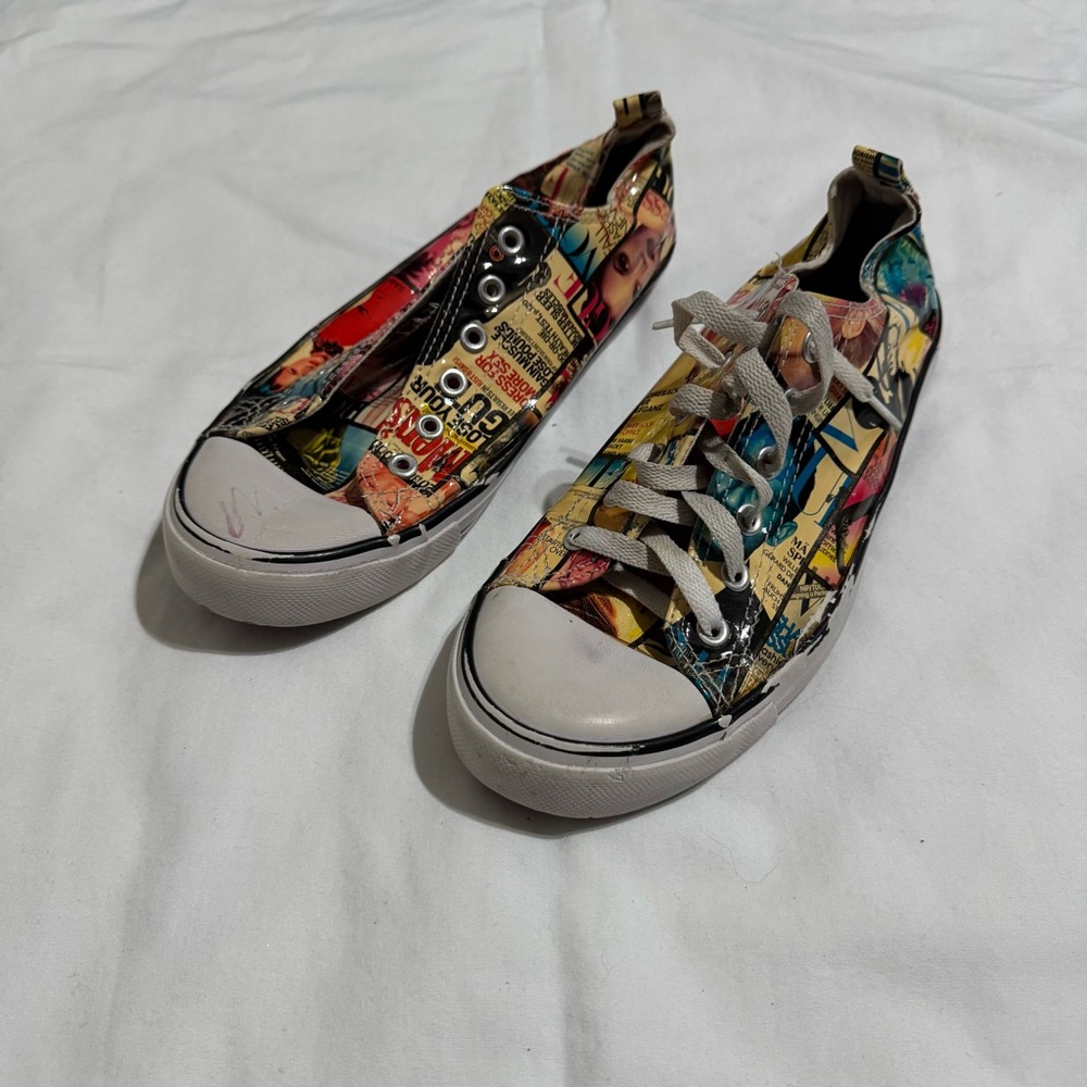 Custom Converse Chuck Taylor Low Top Magazine Collage Art Sneakers Keen Cush